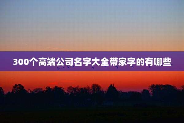 300个高端公司名字大全带家字的有哪些