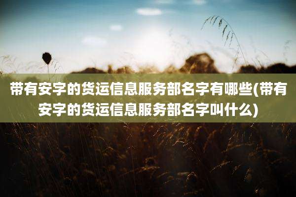 带有安字的货运信息服务部名字有哪些(带有安字的货运信息服务部名字叫什么)