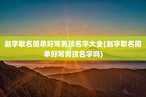 赵字取名简单好写男孩名字大全(赵字取名简单好写男孩名字吗)
