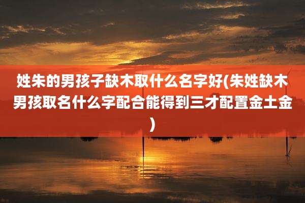 姓朱的男孩子缺木取什么名字好(朱姓缺木男孩取名什么字配合能得到三才配置金土金)