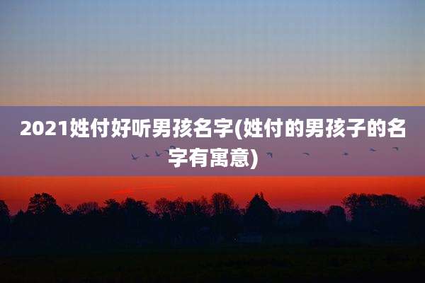 2021姓付好听男孩名字(姓付的男孩子的名字有寓意)