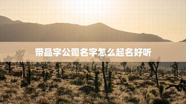 带品字公司名字怎么起名好听