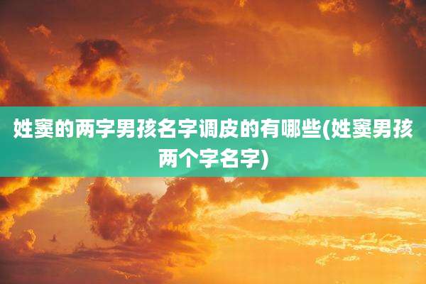 姓窦的两字男孩名字调皮的有哪些(姓窦男孩两个字名字)