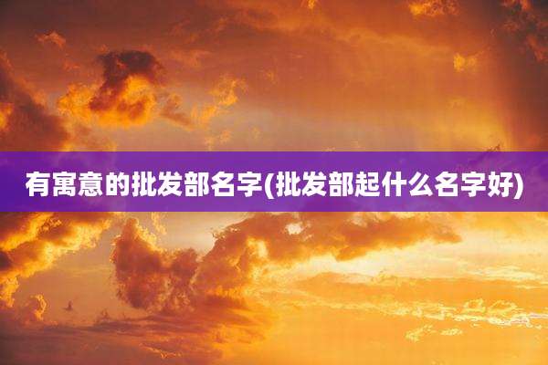 有寓意的批发部名字(批发部起什么名字好)