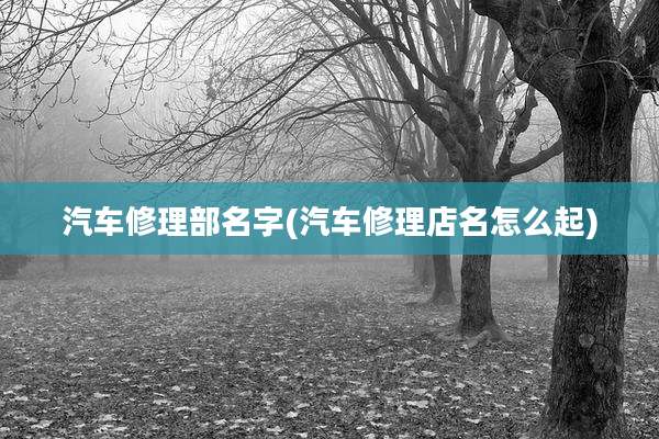 汽车修理部名字(汽车修理店名怎么起)