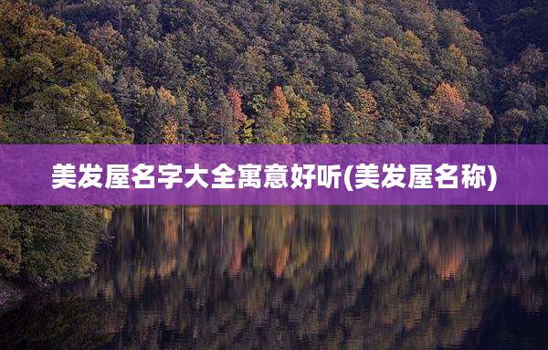 美发屋名字大全寓意好听(美发屋名称)