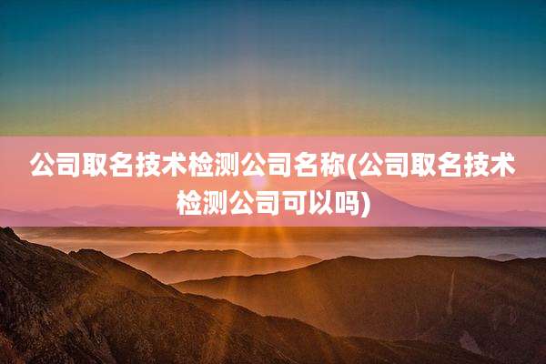 公司取名技术检测公司名称(公司取名技术检测公司可以吗)