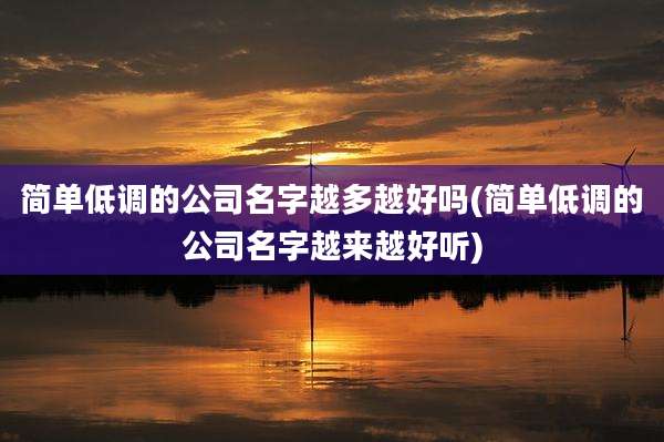 简单低调的公司名字越多越好吗(简单低调的公司名字越来越好听)