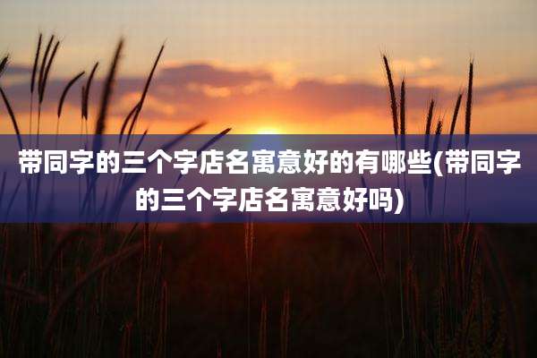 带同字的三个字店名寓意好的有哪些(带同字的三个字店名寓意好吗)