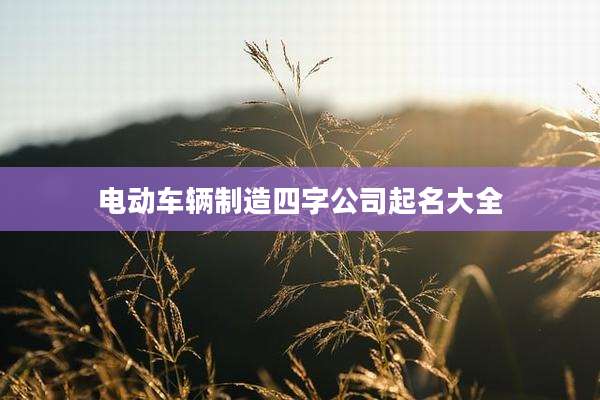 电动车辆制造四字公司起名大全
