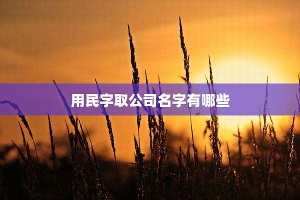 用民字取公司名字有哪些