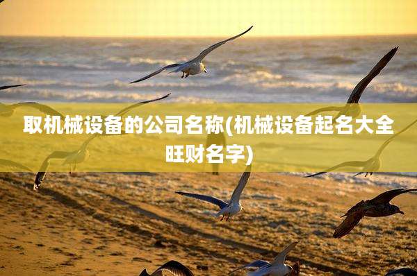 取机械设备的公司名称(机械设备起名大全旺财名字)