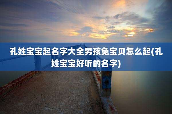 孔姓宝宝起名字大全男孩兔宝贝怎么起(孔姓宝宝好听的名字)