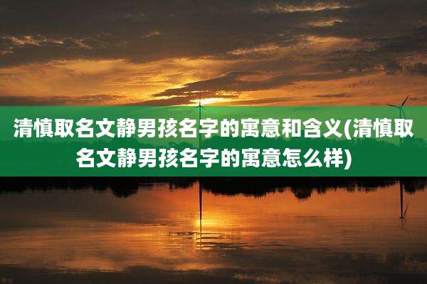 清慎取名文静男孩名字的寓意和含义(清慎取名文静男孩名字的寓意怎么样)