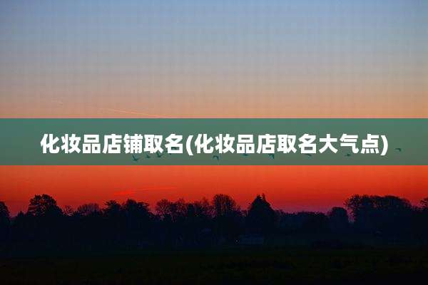 化妆品店铺取名(化妆品店取名大气点)