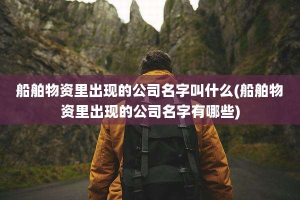 船舶物资里出现的公司名字叫什么(船舶物资里出现的公司名字有哪些)