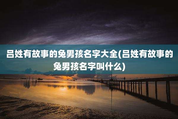 吕姓有故事的兔男孩名字大全(吕姓有故事的兔男孩名字叫什么)