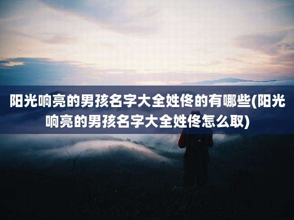 阳光响亮的男孩名字大全姓佟的有哪些(阳光响亮的男孩名字大全姓佟怎么取)