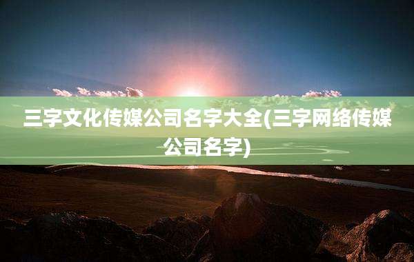 三字文化传媒公司名字大全(三字网络传媒公司名字)