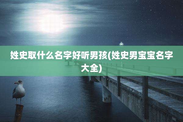 姓史取什么名字好听男孩(姓史男宝宝名字大全)