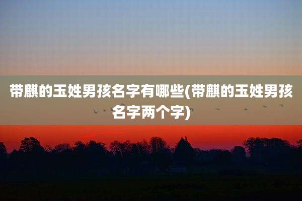 带麒的玉姓男孩名字有哪些(带麒的玉姓男孩名字两个字)