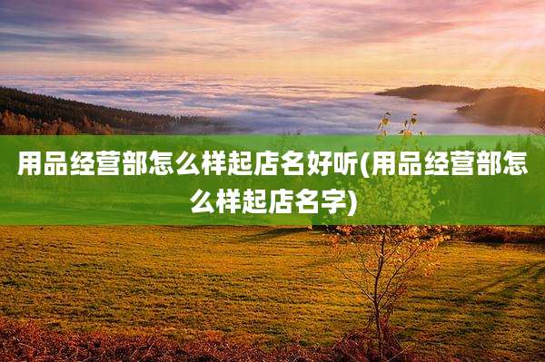 用品经营部怎么样起店名好听(用品经营部怎么样起店名字)