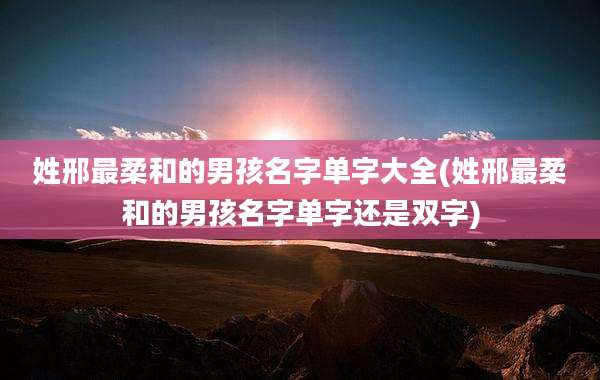 姓邢最柔和的男孩名字单字大全(姓邢最柔和的男孩名字单字还是双字)