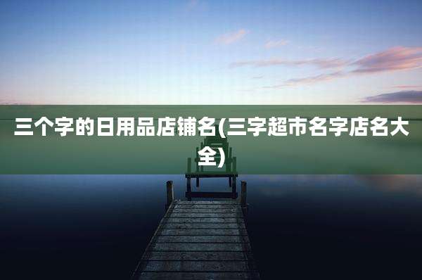 三个字的日用品店铺名(三字超市名字店名大全)