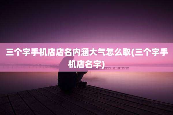 三个字手机店店名内涵大气怎么取(三个字手机店名字)