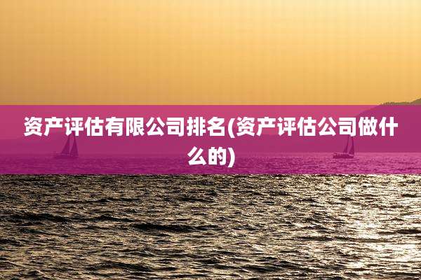 资产评估有限公司排名(资产评估公司做什么的)