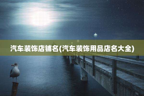 汽车装饰店铺名(汽车装饰用品店名大全)