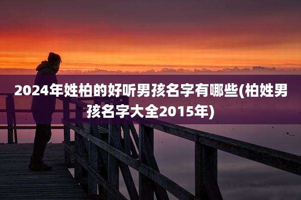2024年姓柏的好听男孩名字有哪些(柏姓男孩名字大全2015年)