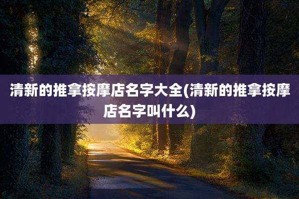 清新的推拿按摩店名字大全(清新的推拿按摩店名字叫什么)