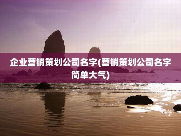 企业营销策划公司名字(营销策划公司名字简单大气)