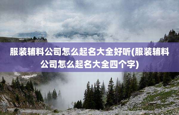 服装辅料公司怎么起名大全好听(服装辅料公司怎么起名大全四个字)