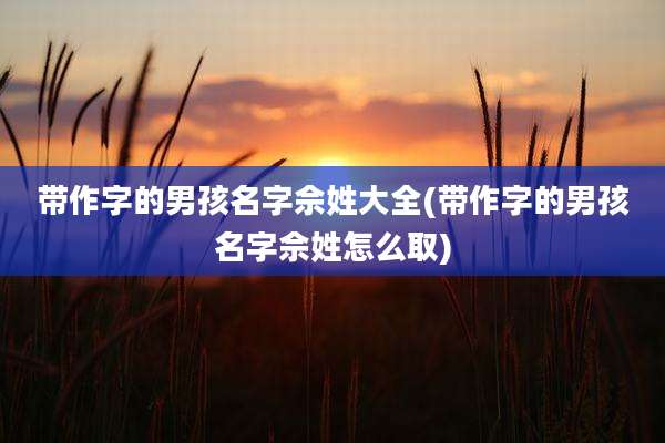 带作字的男孩名字佘姓大全(带作字的男孩名字佘姓怎么取)