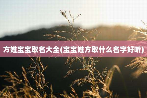 方姓宝宝取名大全(宝宝姓方取什么名字好听)