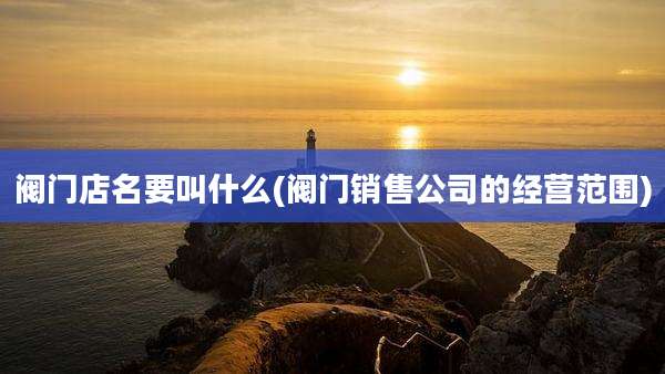 阀门店名要叫什么(阀门销售公司的经营范围)