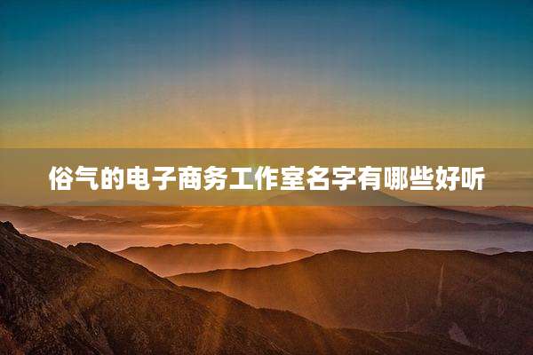 俗气的电子商务工作室名字有哪些好听