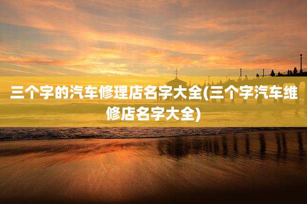 三个字的汽车修理店名字大全(三个字汽车维修店名字大全)
