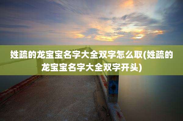 姓疏的龙宝宝名字大全双字怎么取(姓疏的龙宝宝名字大全双字开头)