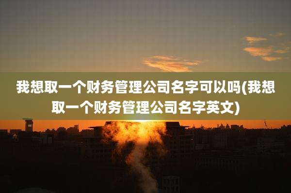 我想取一个财务管理公司名字可以吗(我想取一个财务管理公司名字英文)