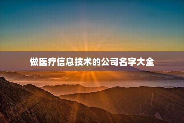 做医疗信息技术的公司名字大全
