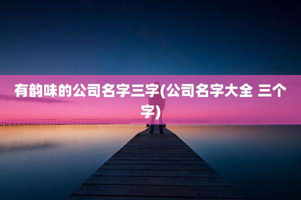 有韵味的公司名字三字(公司名字大全 三个字)