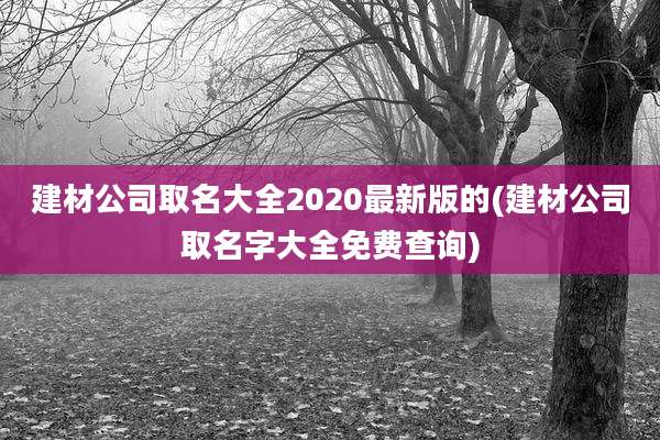 建材公司取名大全2020最新版的(建材公司取名字大全免费查询)