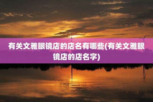 有关文雅眼镜店的店名有哪些(有关文雅眼镜店的店名字)