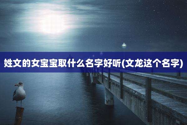 姓文的女宝宝取什么名字好听(文龙这个名字)