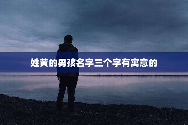 姓黄的男孩名字三个字有寓意的