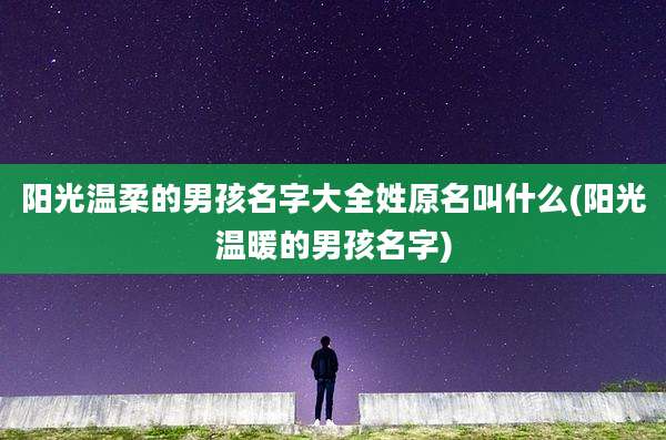 阳光温柔的男孩名字大全姓原名叫什么(阳光温暖的男孩名字)