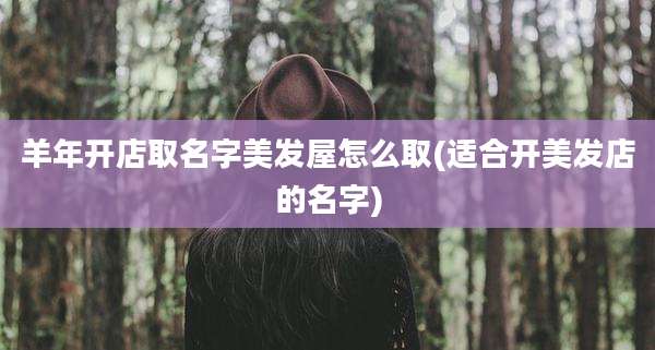 羊年开店取名字美发屋怎么取(适合开美发店的名字)